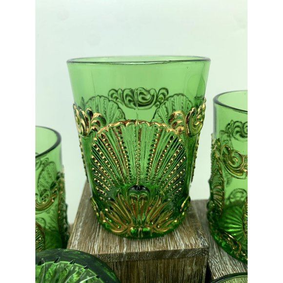 EAPG National Glass Geneva Emerald Green Rocks Glasses. - Picture 8 of 10